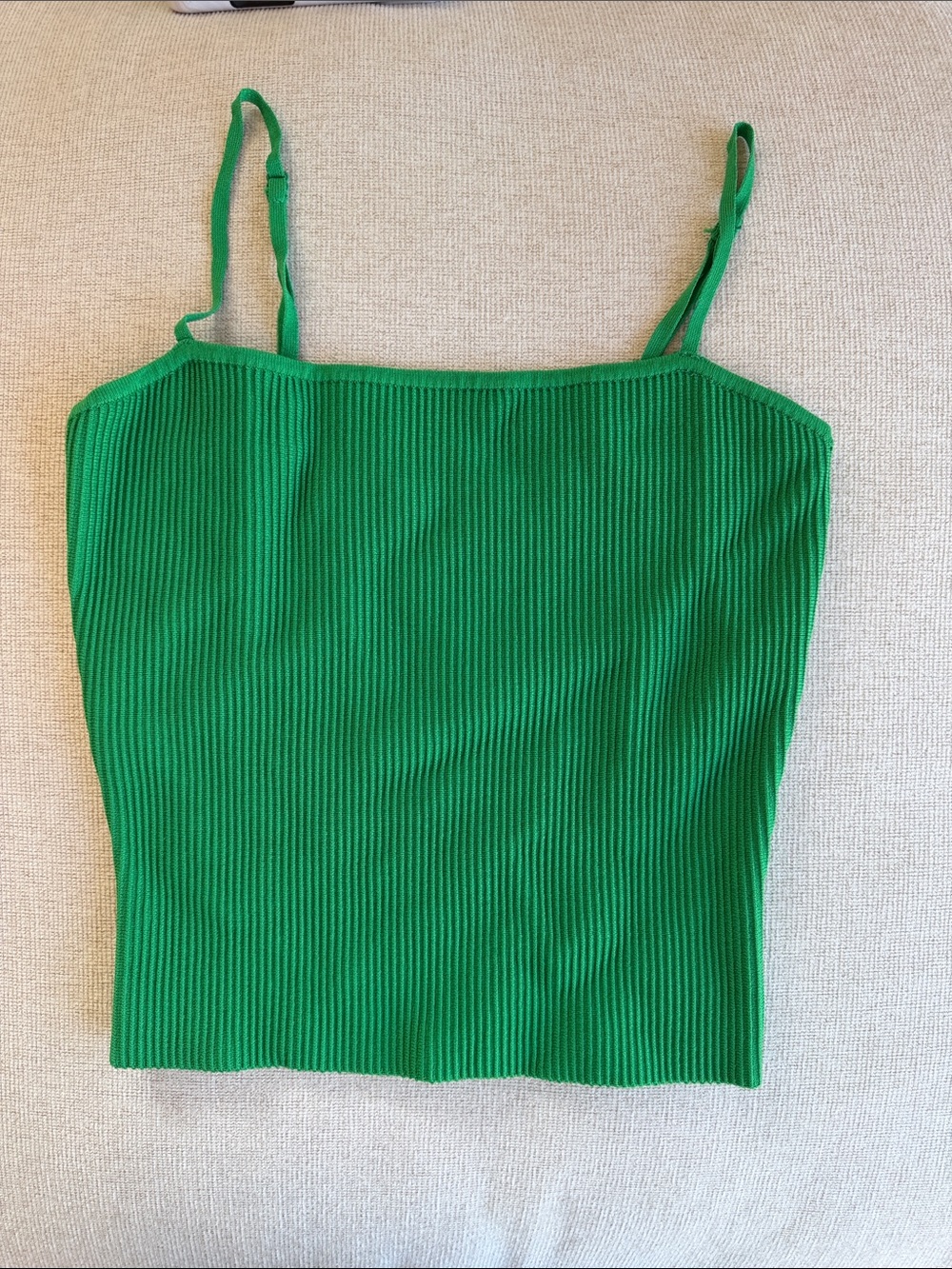 Babaton Bright Green Ribbed Spaghetti Strap Camisole